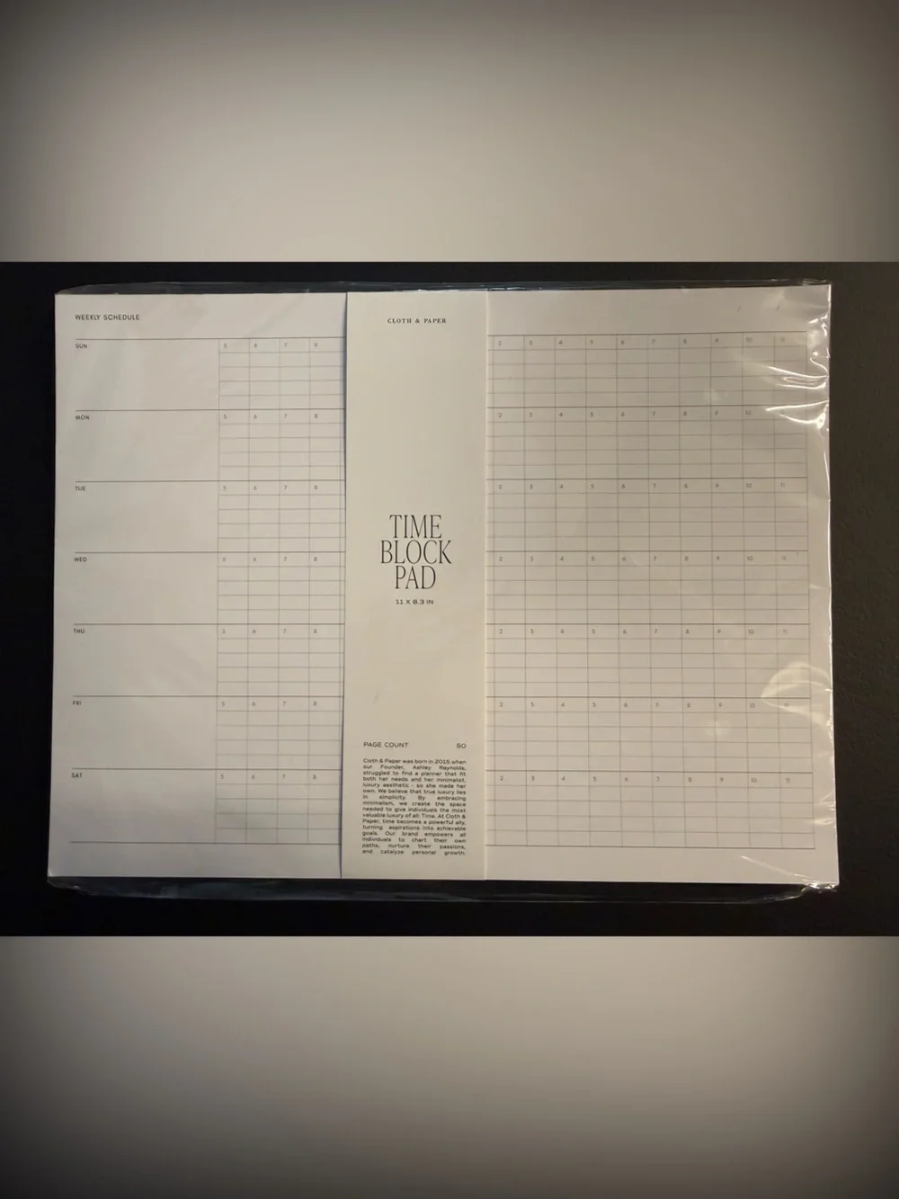 Cloth & Paper Time Block Pad Weekly 11x8.3 in